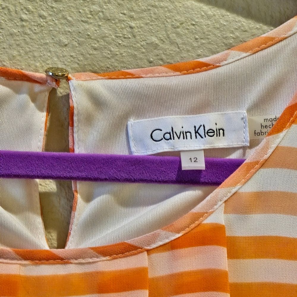 Calvin Klein Dress in Pink and White Stripes Sz 12 - Picture 2 of 3